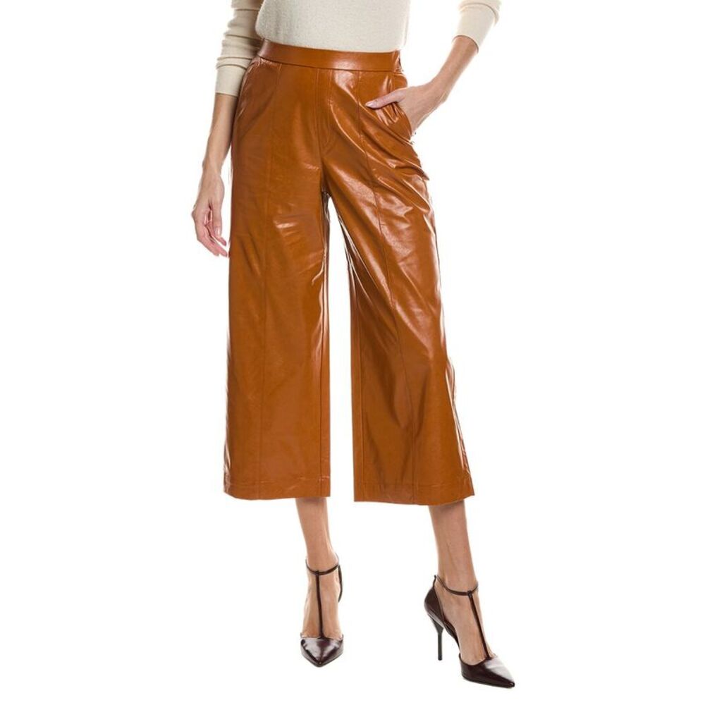Tyler Böe Womens Payton Vegan Leather Crop Pant, Brown